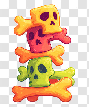 Stack Of Bones - Colorful Skulls And Bones Transparent PNG