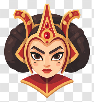 Queen Amidala - Ornate Queen Head Illustration Transparent PNG