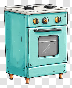 Kitchen Oven - Retro Turquoise Kitchen Oven Illustration Transparent PNG