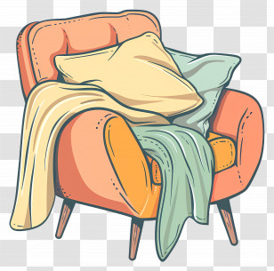 Cozy Armchair - Cozy Armchair With Blankets Cartoon Illustration Transparent PNG