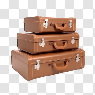 Vintage Suitcase - Stacked Brown Suitcases For Travel Transparent PNG