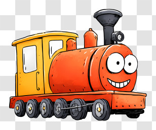 Cartoon Train - Smiling Cartoon Train Locomotive Transparent PNG