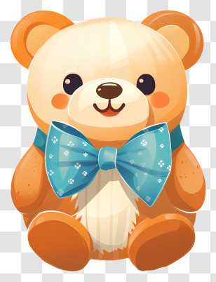 Cute Bear - Cute Teddy Bear With Blue Bow Tie Transparent PNG