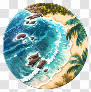 Beach Shore - Beach With Ocean And Palm Trees Transparent PNG
