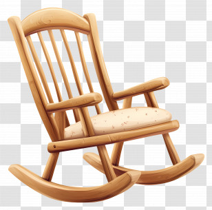 Rocking Chair - Wooden Rocking Chair With Cushioned Seat Transparent PNG