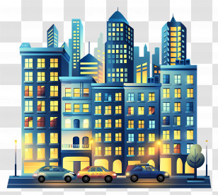 Cityscape At Night - Night Cityscape Transparent PNG