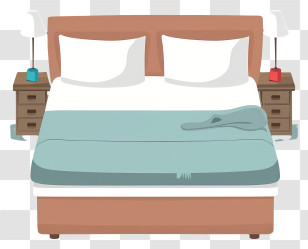 Cartoon - Cozy Bed With Pillows And Blanket Transparent PNG