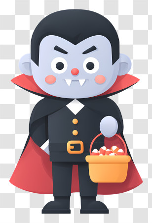 Spooky Vampire - Cute Vampire With Candy Basket Transparent PNG