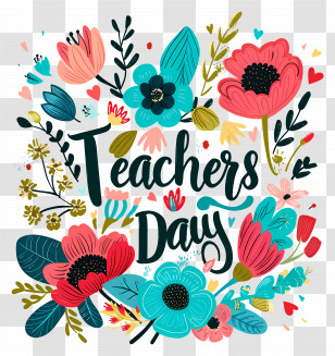 Teachers Day - Teachers Day Illustration With Flowers Transparent PNG