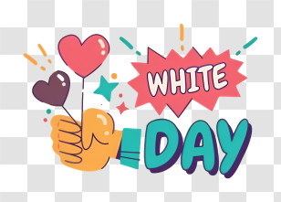 Love - White Day Celebration With Hearts Transparent PNG