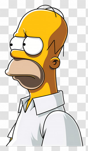 Homer Simpson - Cartoon Male Character With A Serious Expression Transparent PNG