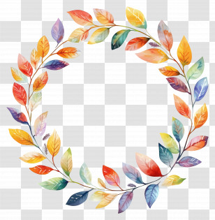 Autumn Wreath - Colorful Leaf Wreath With Autumn Theme Transparent PNG