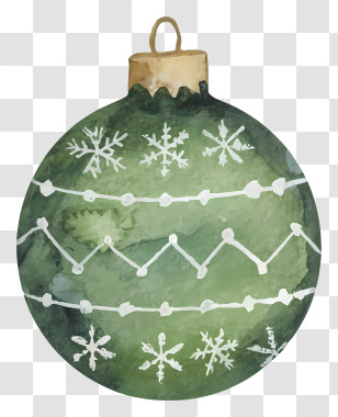Christmas Ornament - Green Christmas Ornament With Snowflakes Transparent PNG