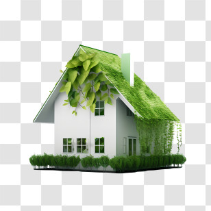 Eco House - Eco-friendly House With Green Roof Transparent PNG