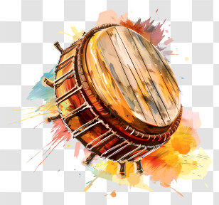 Dhol Lohri - Traditional Drum With Colorful Background Transparent PNG