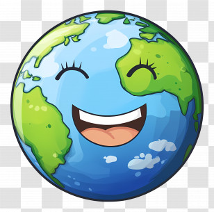 Happy Earth - Smiling Cartoon Earth For Earth Day Transparent PNG