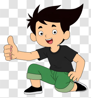 Boy Giving Thumbs Up - Boy With Black Hair Giving Thumbs Up Transparent PNG