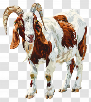 Boer Goat - Brown And White Goat Illustration Transparent PNG