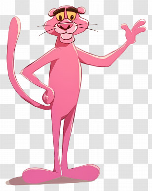 Pink Panther - Pink Cartoon Panther In A Friendly Pose Transparent PNG