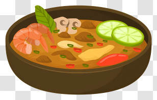 Thai Food - Bowl Of Soup With Shrimp And Lime Transparent PNG