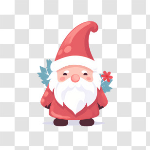 Christmas Gnome - Adorable Santa Claus With Red Hat Transparent PNG