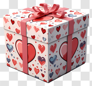 Gift Box - Romantic Heart-Themed Gift Box Transparent PNG