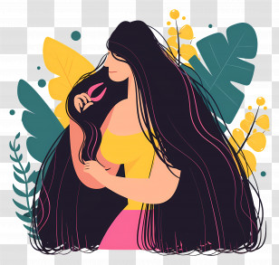 Woman Combing Long Hair - Woman With Long Flowing Hair Transparent PNG