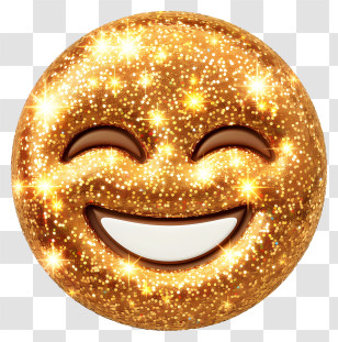 Sparkle - Glittery Gold Smiley Emoji With Sparkling Effects Transparent PNG
