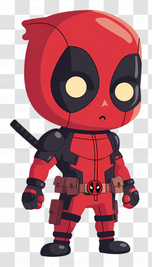 Animated Deadpool - Red Cartoon Superhero Character Transparent PNG