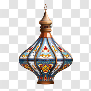 Islamic Lantern - Ornamental Lantern With Stained Glass Design Transparent PNG