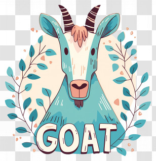 Mountain Goat - Cute Goat With Leaves Transparent PNG