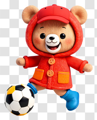 Cartoon Teddy Bear - Teddy Bear Playing Soccer Transparent PNG