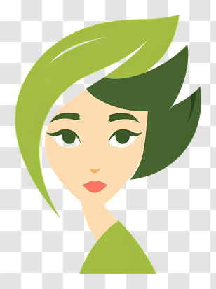 Clean Skin Logo - Green Leaf Face Illustration Transparent PNG