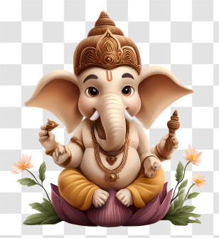 Ganesh Chaturthi - Divine Ganesha Seated On A Lotus Transparent PNG