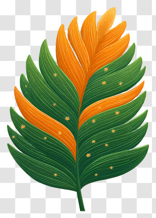 Green Orange - Stylized Orange-Green Feather Transparent PNG