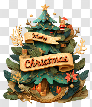 Merry Christmas Tree - Merry Christmas Decorative Tree Transparent PNG