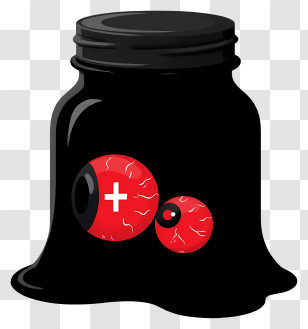 Halloween Eyeball Jar - Black Jar With Red Eyes Cartoon Transparent PNG