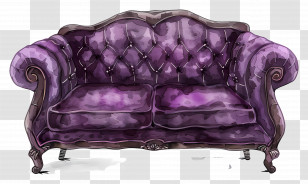 Purple Sofa - Elegant Purple Vintage Sofa Illustration Transparent PNG