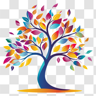 Tu B Shevat - Colorful Abstract Tree With Vibrant Leaves Transparent PNG