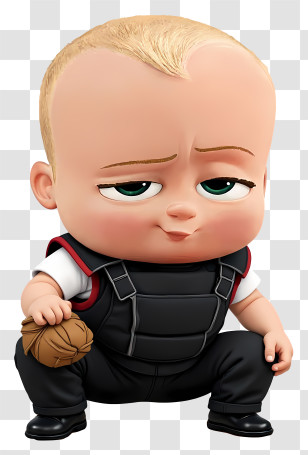 Boss Baby Playing Sports - Confident Baby Cartoon Character Transparent PNG