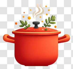 Soup In The Pot - Steaming Red Cooking Pot Transparent PNG