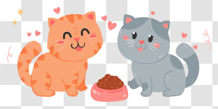 Black Cat - Two Loving Cartoon Cats And Heart Symbols Transparent PNG