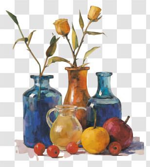 Painting - Classic Still Life With Bottles Transparent PNG