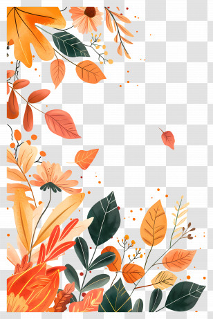 Autumn Background - Autumn Floral Decorative Frame Illustration Transparent PNG