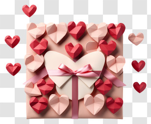 Envelope - Romantic Gift Box With Paper Hearts Transparent PNG