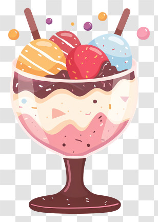 Ice Cream Dessert - Colorful Ice Cream Sundae Illustration Transparent PNG