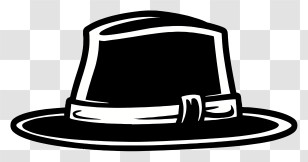Top Hat - Black And White Hat Illustration Transparent PNG
