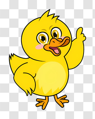 Cartoon - Cute Yellow Cartoon Duck Raising A Wing Transparent PNG