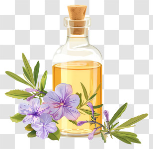 Essential Oil - Bottle Of Essential Oil With Flowers Transparent PNG