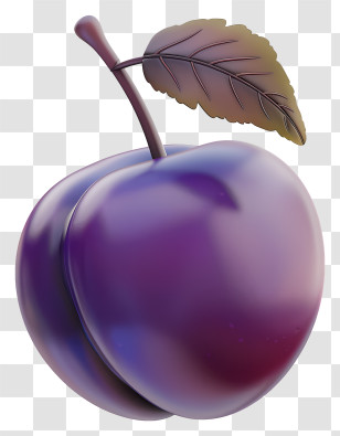 Plum - Purple Fruit With Leaf Illustration Transparent PNG
